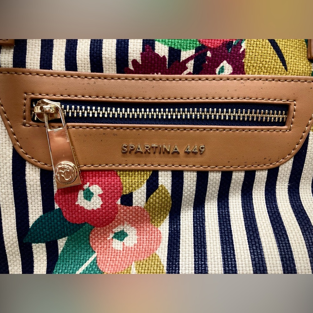 Spartina 449 Navy Floral Stripe Tote - Picture 4 of 11